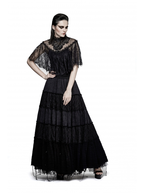 Chest Positioning Flowers Lace Shrug Shawl Buckle Black Gothic T-Shirt