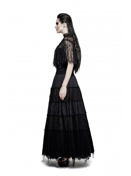 Chest Positioning Flowers Lace Shrug Shawl Buckle Black Gothic T-Shirt