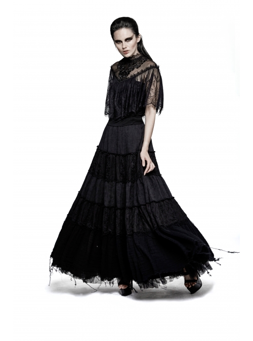 Chest Positioning Flowers Lace Shrug Shawl Buckle Black Gothic T-Shirt
