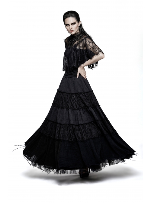 Chest Positioning Flowers Lace Shrug Shawl Buckle Black Gothic T-Shirt