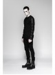 Shoulder Protection Heavy Metal Rings Leather Hasp Long Sleeve Black Punk T-Shirt
