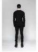 Shoulder Protection Heavy Metal Rings Leather Hasp Long Sleeve Black Punk T-Shirt