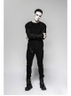 Shoulder Protection Heavy Metal Rings Leather Hasp Long Sleeve Black Punk T-Shirt