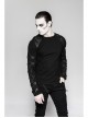 Shoulder Protection Heavy Metal Rings Leather Hasp Long Sleeve Black Punk T-Shirt
