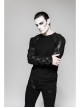 Shoulder Protection Heavy Metal Rings Leather Hasp Long Sleeve Black Punk T-Shirt
