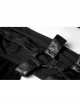 Shoulder Protection Heavy Metal Rings Leather Hasp Long Sleeve Black Punk T-Shirt