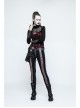 High Collar Chest Metal Rings Sagging Straps Splice Mesh Burring Black Punk Skinny T-Shirt