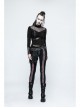 High Collar Chest Metal Rings Sagging Straps Splice Mesh Burring Black Punk Skinny T-Shirt