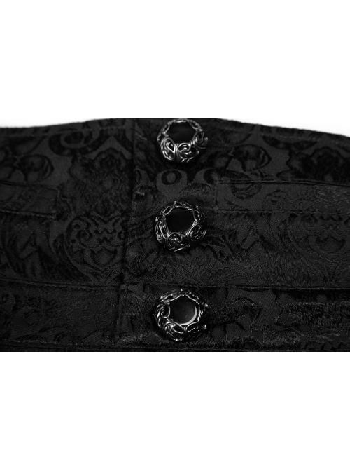 Woven Jacquard High Waist Ribbon Side Pocket Black Gothic Retro Pants