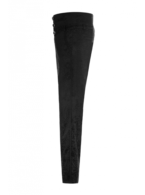 Woven Jacquard High Waist Ribbon Side Pocket Black Gothic Retro Pants
