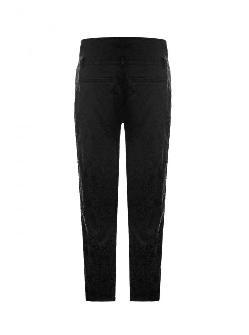 Woven Jacquard High Waist Ribbon Side Pocket Black Gothic Retro Pants