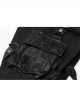 Twill Splice Crack Skin Side Pocket Plastic Buckle Legs Loop Black Punk Tight Trousers