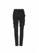 Twill Splice Crack Skin Side Pocket Plastic Buckle Legs Loop Black Punk Tight Trousers