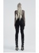 Twill Splice Crack Skin Side Pocket Plastic Buckle Legs Loop Black Punk Tight Trousers