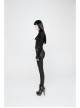 High Waist Flower Weaves The Ribbon Decoration Lace-Up Black Gothic Jacquard Tight Pants