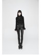 High Waist Flower Weaves The Ribbon Decoration Lace-Up Black Gothic Jacquard Tight Pants