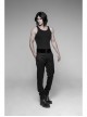 Dark Woven Waist-Head Splice Weft Velveteen Printing Lace-Up Black Gothic Trousers
