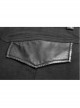Twill PU Leather Knee Solid Armor Metal Zipper Black Punk Denim Trousers