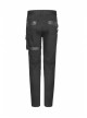 PU Loops Sharp Corner Buckle Knee Part Armor Design Metal Zipper Black Punk Trousers