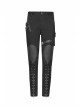 PU Loops Sharp Corner Buckle Knee Part Armor Design Metal Zipper Black Punk Trousers