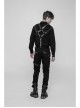 PU Loops Sharp Corner Buckle Knee Part Armor Design Metal Zipper Black Punk Trousers