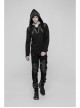 PU Loops Sharp Corner Buckle Knee Part Armor Design Metal Zipper Black Punk Trousers