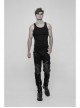 PU Loops Sharp Corner Buckle Knee Part Armor Design Metal Zipper Black Punk Trousers
