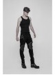 PU Loops Sharp Corner Buckle Knee Part Armor Design Metal Zipper Black Punk Trousers