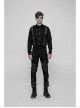 PU Loops Sharp Corner Buckle Knee Part Armor Design Metal Zipper Black Punk Trousers