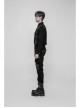 PU Loops Sharp Corner Buckle Knee Part Armor Design Metal Zipper Black Punk Trousers