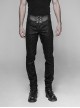 Waist Head Stereoscopic Pattern Leather Metal Buckle Lace-Up Black Gothic Trousers
