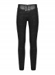 Waist Head Stereoscopic Pattern Leather Metal Buckle Lace-Up Black Gothic Trousers