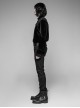 Waist Head Stereoscopic Pattern Leather Metal Buckle Lace-Up Black Gothic Trousers