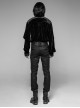 Waist Head Stereoscopic Pattern Leather Metal Buckle Lace-Up Black Gothic Trousers