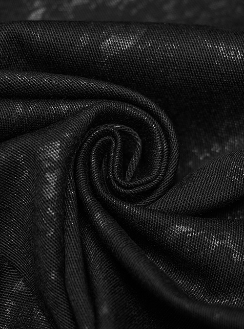 Waist Head Stereoscopic Pattern Leather Metal Buckle Lace-Up Black Gothic Trousers