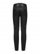 Waist Head Stereoscopic Pattern Leather Metal Buckle Lace-Up Black Gothic Trousers
