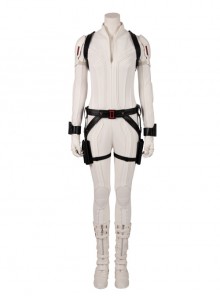 Black Widow Natasha Romanoff White Battle Suit Halloween Cosplay Costume Full Set