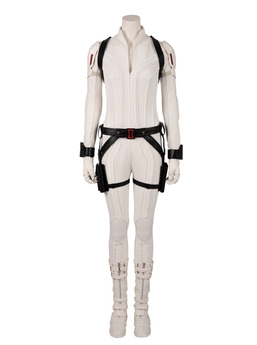 Black Widow Natasha Romanoff White Battle Suit Halloween Cosplay Costume Full Set