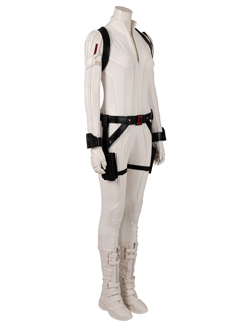 Black Widow Natasha Romanoff White Battle Suit Halloween Cosplay Costume Full Set