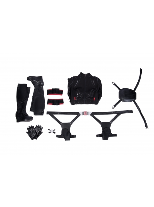 Avengers Endgame Black Widow Natasha Romanoff Black Battle Suit Halloween Cosplay Costume Full Set