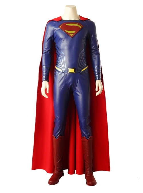 Justice League Superman Clark Kent Blue Battle Suit Halloween Cosplay Costume Bodysuit Full Set