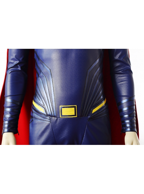 Justice League Superman Clark Kent Blue Battle Suit Halloween Cosplay Costume Bodysuit Full Set