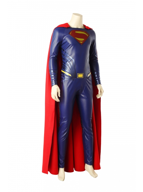 Justice League Superman Clark Kent Blue Battle Suit Halloween Cosplay Costume Bodysuit Full Set
