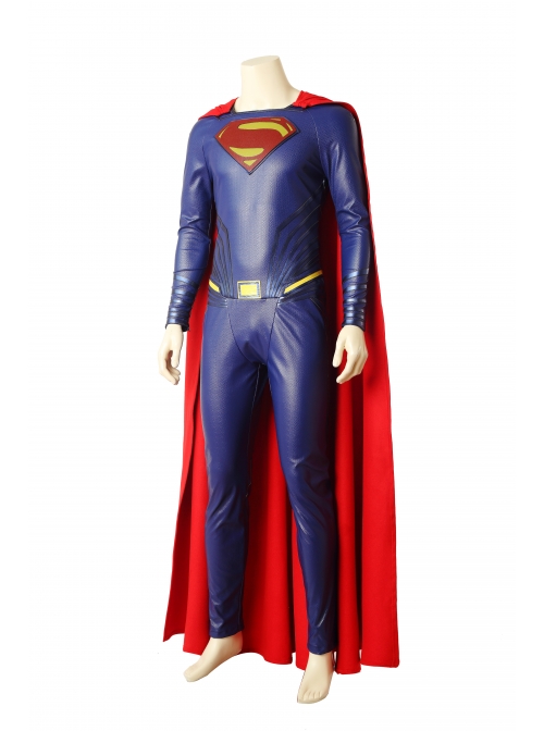 Justice League Superman Clark Kent Blue Battle Suit Halloween Cosplay Costume Bodysuit Full Set