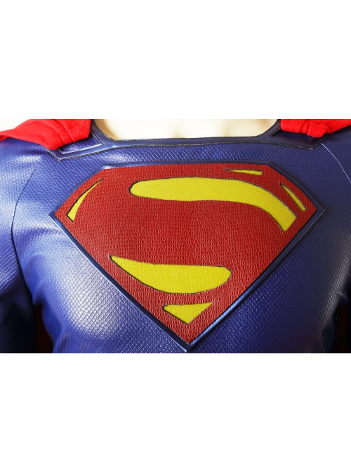 Justice League Superman Clark Kent Blue Battle Suit Halloween Cosplay Costume Bodysuit Full Set