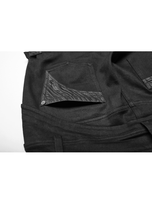 Metal Buckle Eyelet Hasp Ghost Head Rivet Decoration Black Punk Trousers