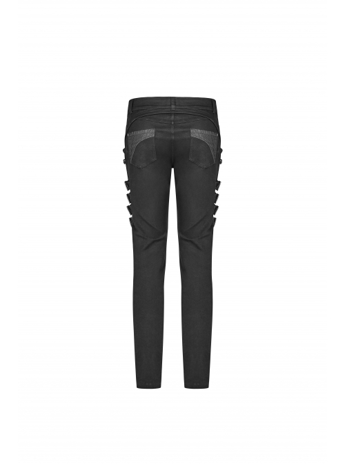 Metal Buckle Eyelet Hasp Ghost Head Rivet Decoration Black Punk Trousers
