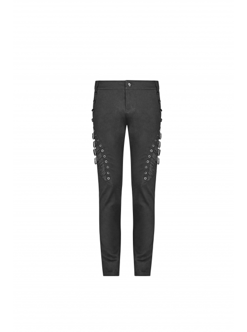 Metal Buckle Eyelet Hasp Ghost Head Rivet Decoration Black Punk Trousers