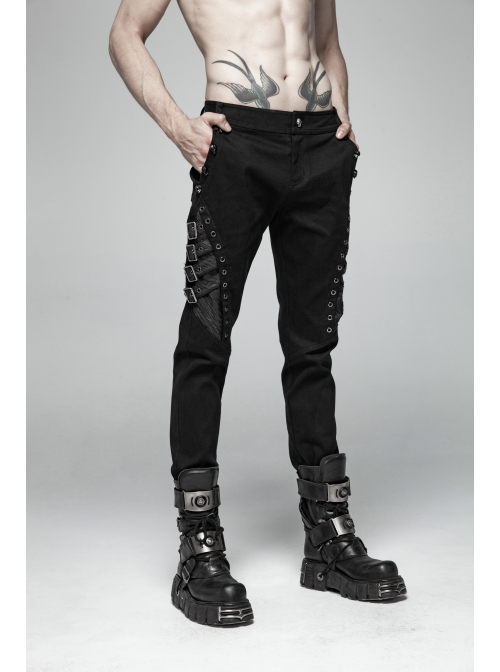 Metal Buckle Eyelet Hasp Ghost Head Rivet Decoration Black Punk Trousers