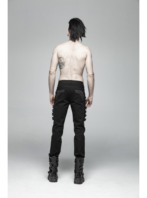 Metal Buckle Eyelet Hasp Ghost Head Rivet Decoration Black Punk Trousers